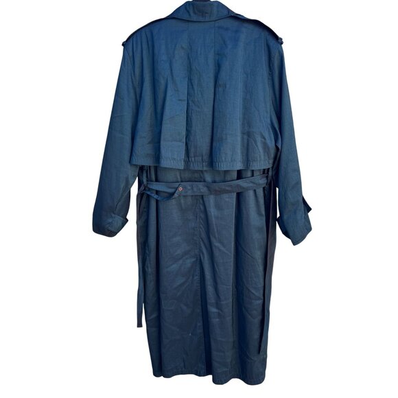 Forecaster Vintage 70s 80s Blue Trench Coat Oversized Long Insulated Belted Rain - Picture 4 of 12